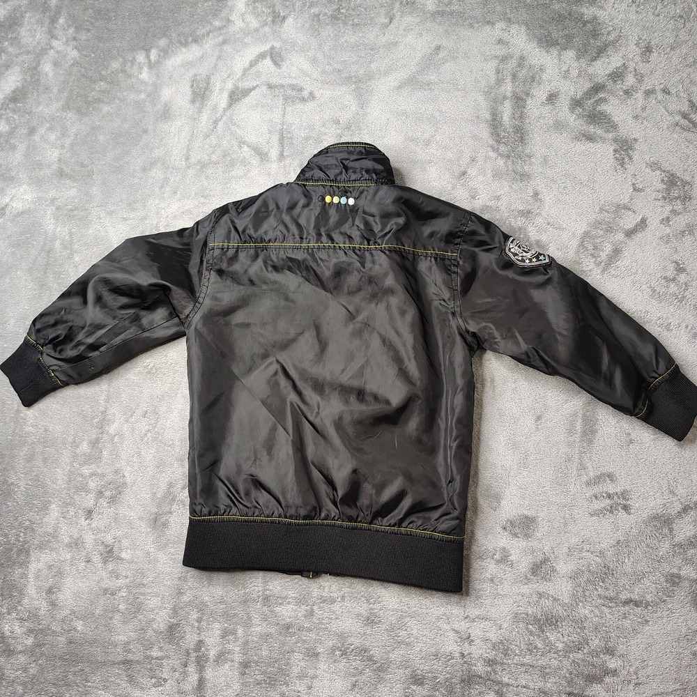 Coogi Striped Windbreaker Jacket Kids 4T Black Multi Full Zip Lightweight Patch - Picture 3 of 13